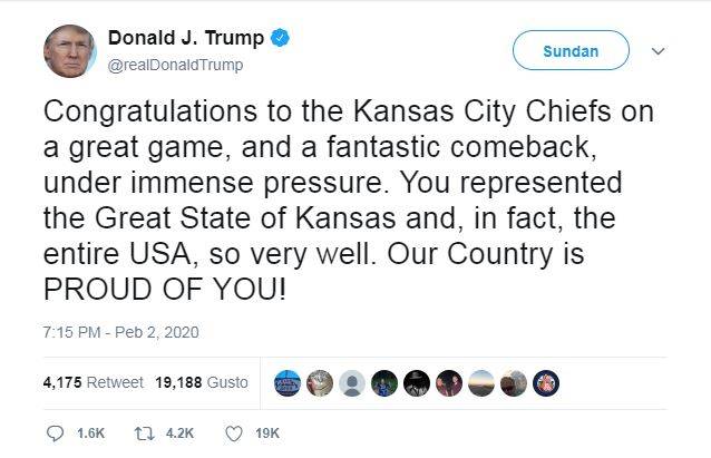 U.S. President Donald Trump made an error congratulating the Kansas City Chiefs Sunday for their Super Bowl win by stating they were from the state of Kansas, when they the city is in fact located in Missouri.