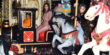 Kim K Brings Her Big Bottomed Balmain Drip To Eiffel Tower Carousel With Kourtney, North & Penelope
